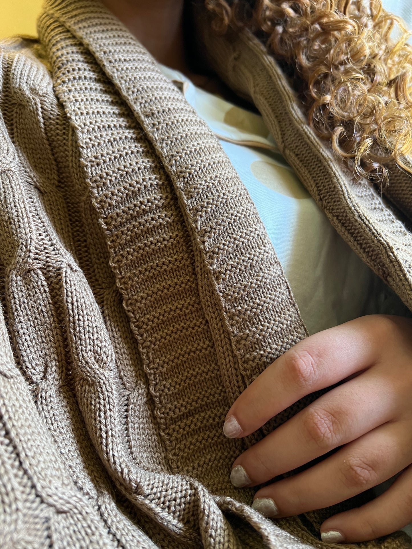 TOFFEE Knitted Cotton Throw Blanket