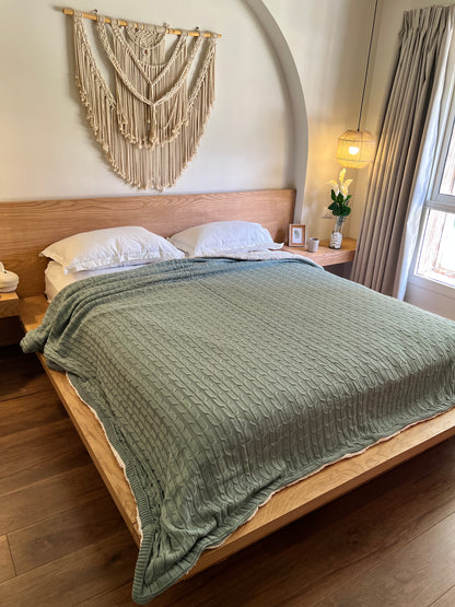 FRESH WOOL Knitted Cotton Throw Blanket