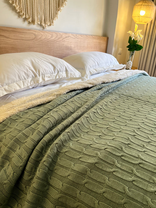 FRESH WOOL Knitted Cotton Throw Blanket