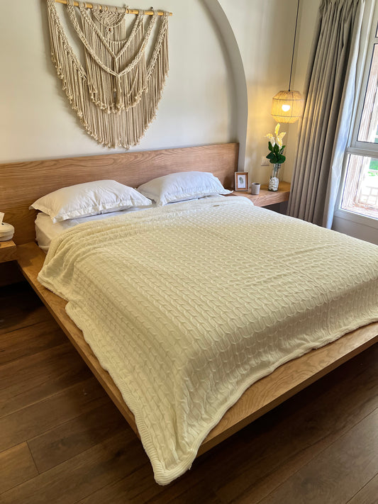 MILKY WOOL Knitted Cotton Throw Blanket