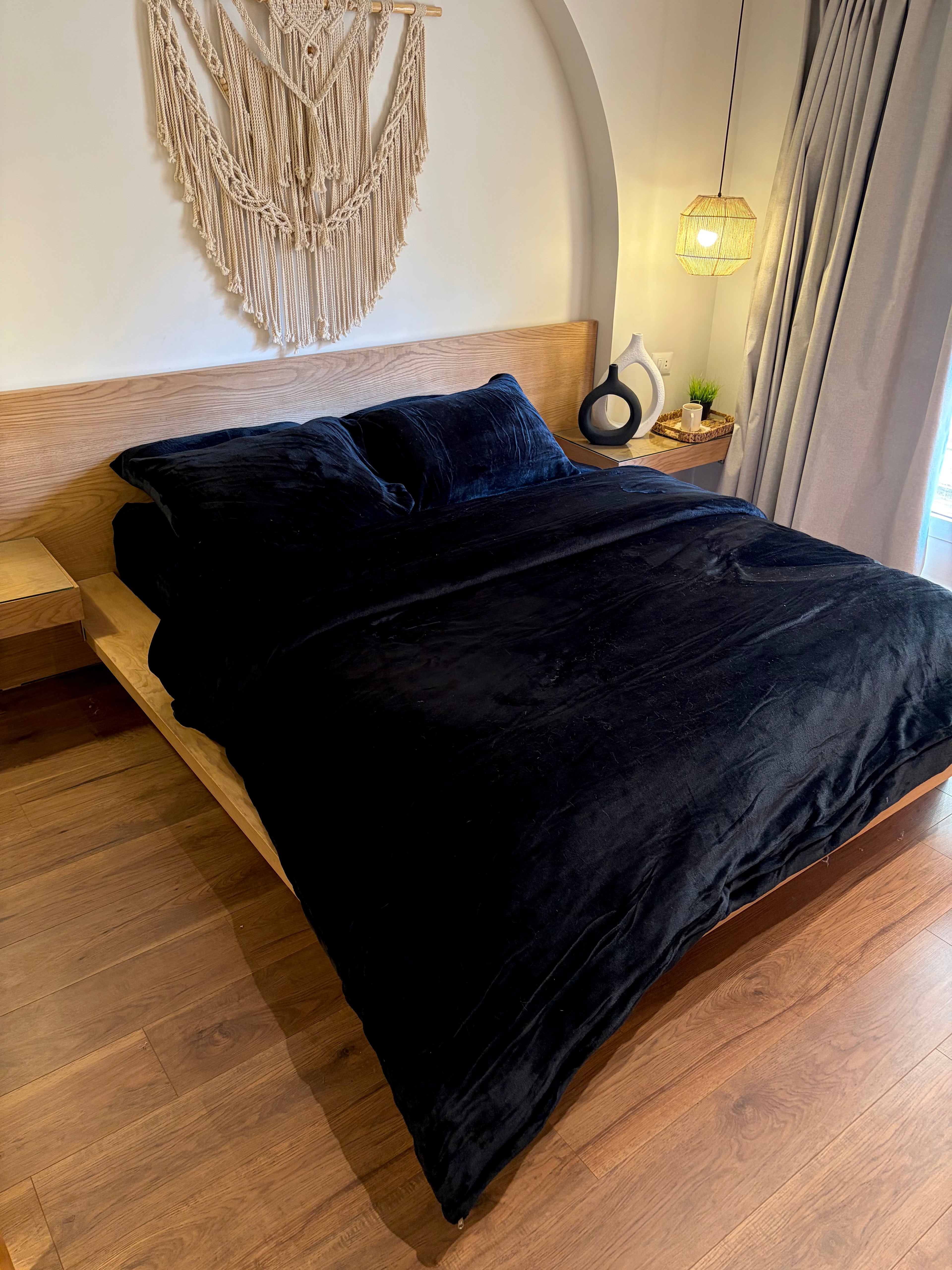 BLACK Plain Flannel Duvet Cover