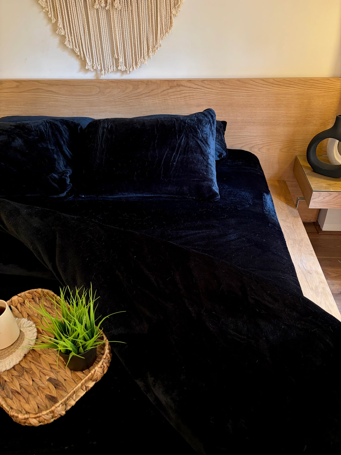 BLACK Plain Flannel Duvet Cover