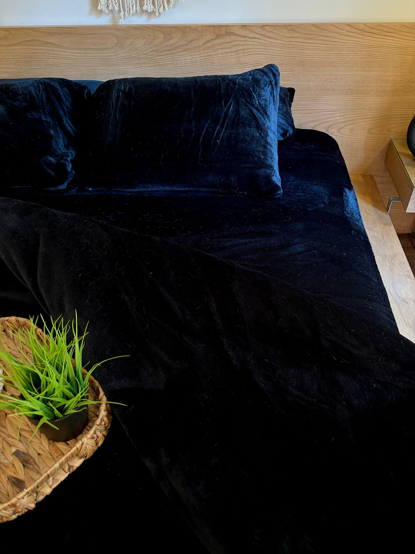 BLACK Plain Flannel Duvet Cover