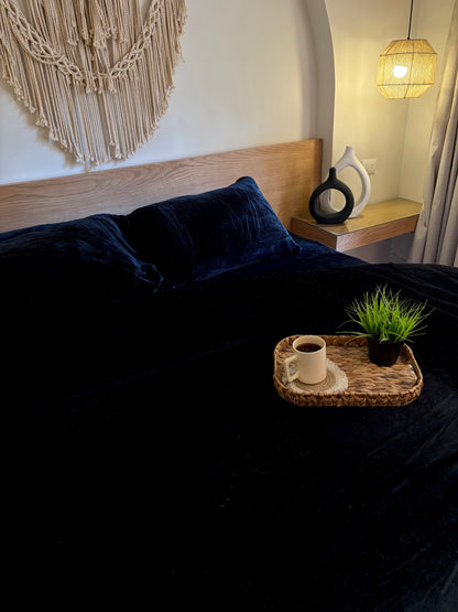 BLACK Plain Flannel Duvet Cover