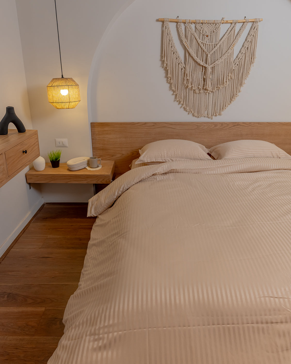WARM BEIGE stripe duvet cover
