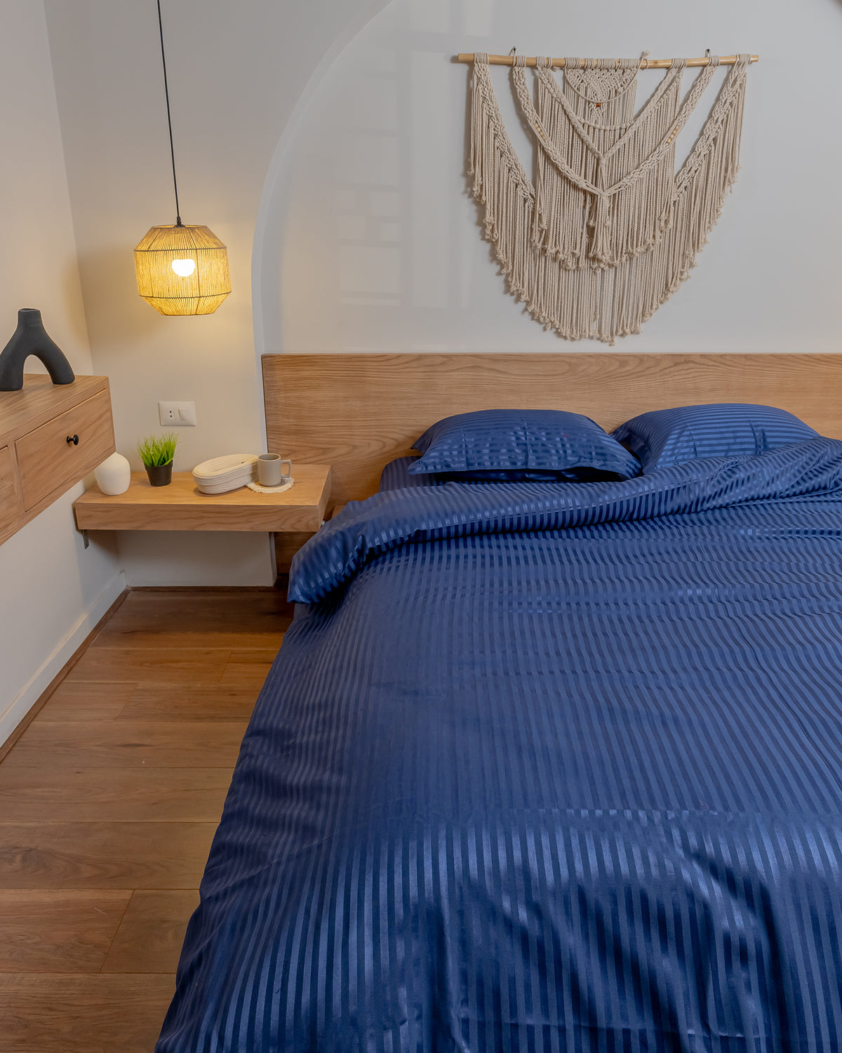 MIDNIGHT BLUE stripe duvet cover