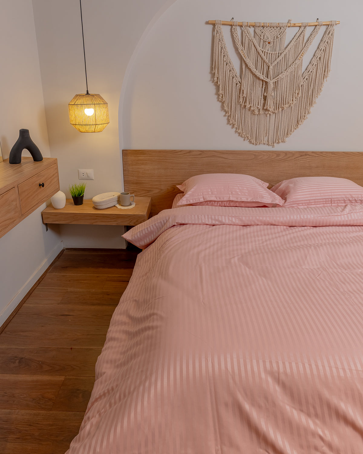 DUSTY ROSE  stripe duvet cover