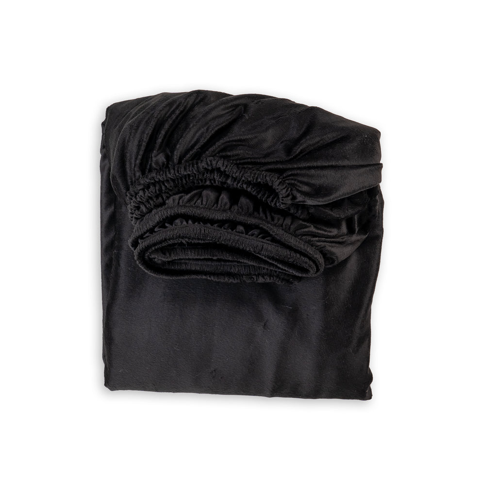 BLACK Plain Velvet Bedsheet