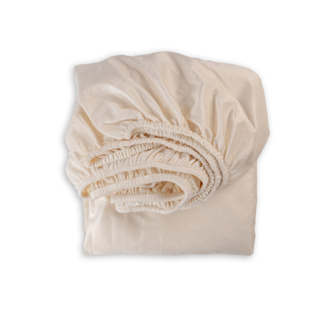 CREAM Plain Velvet Bedsheet
