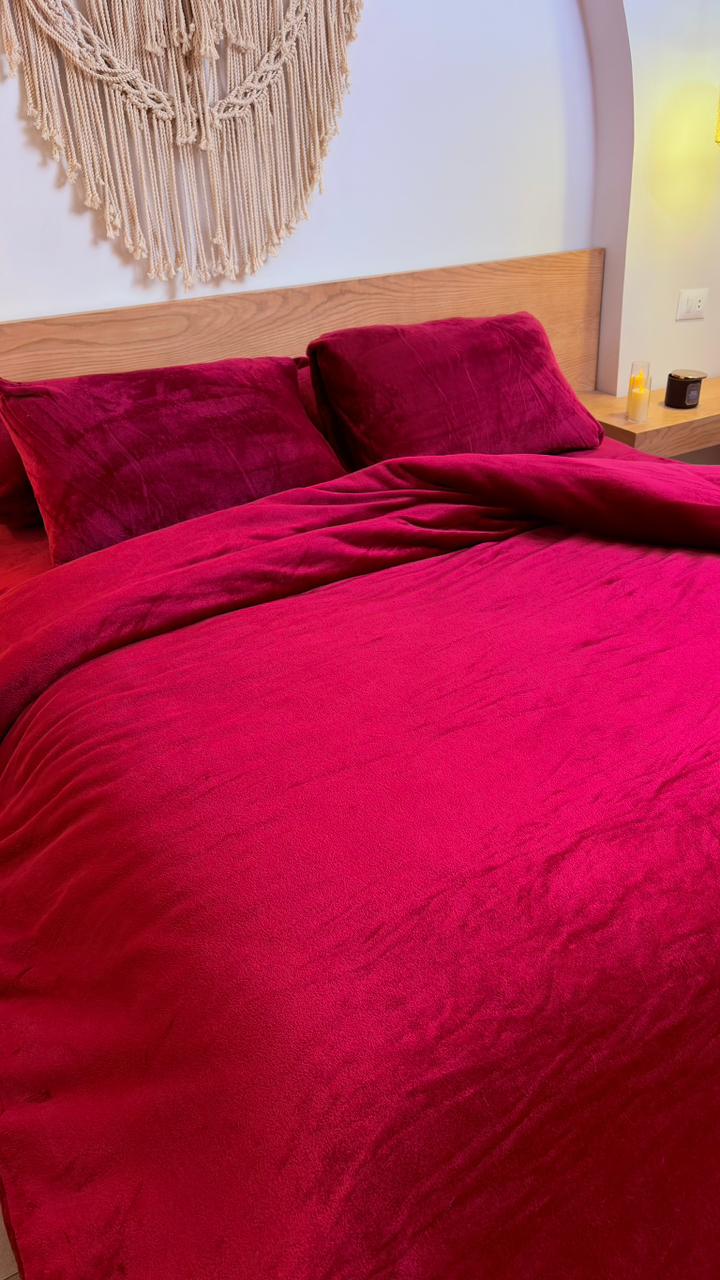 CRIMSON Plain Flannel Duvet Cover