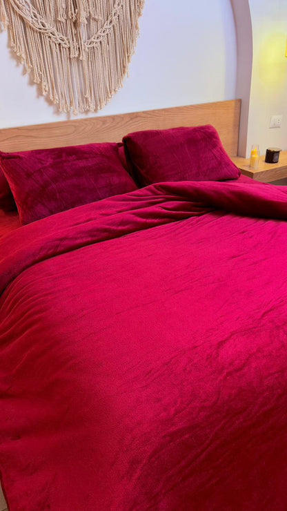 CRIMSON Plain Flannel Duvet Cover