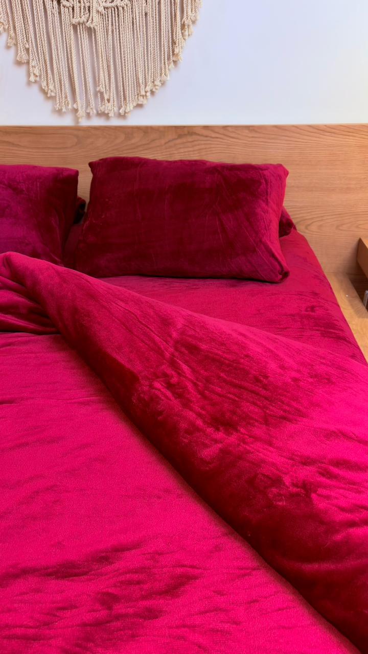CRIMSON Plain Flannel Duvet Cover