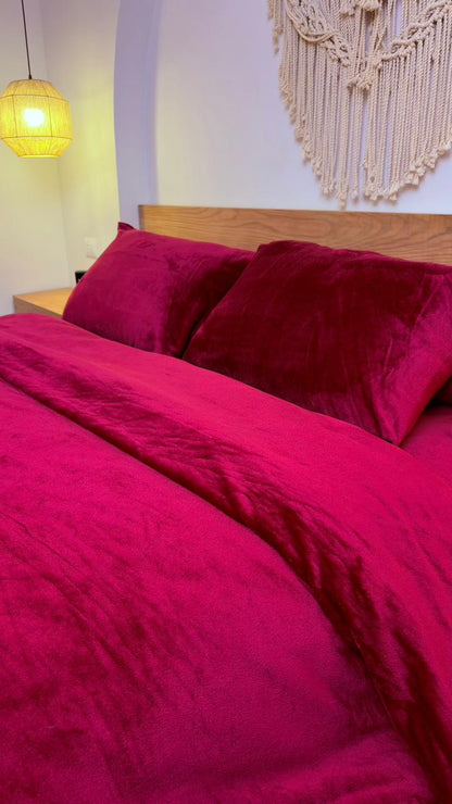 CRIMSON Plain Flannel Duvet Cover