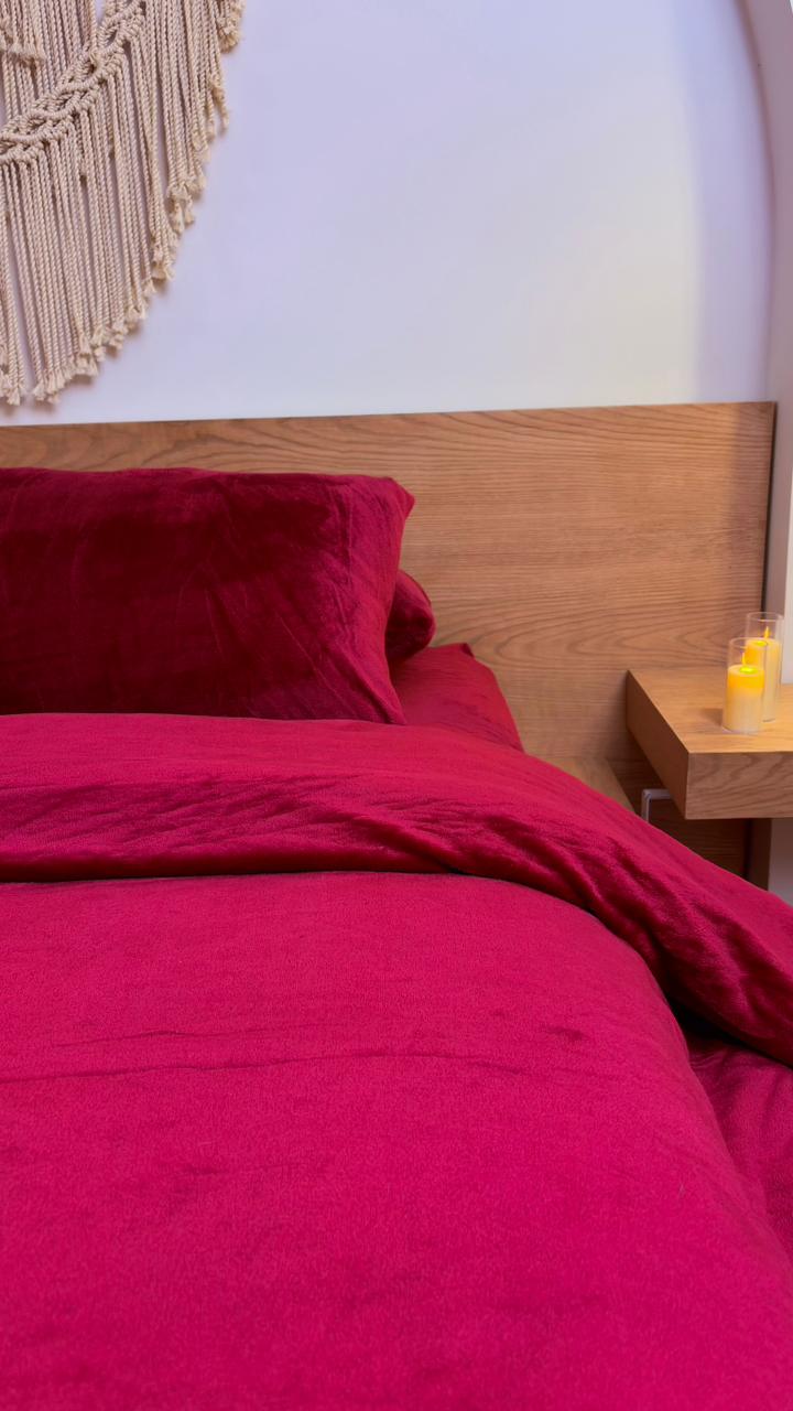 CRIMSON Plain Flannel Duvet Cover