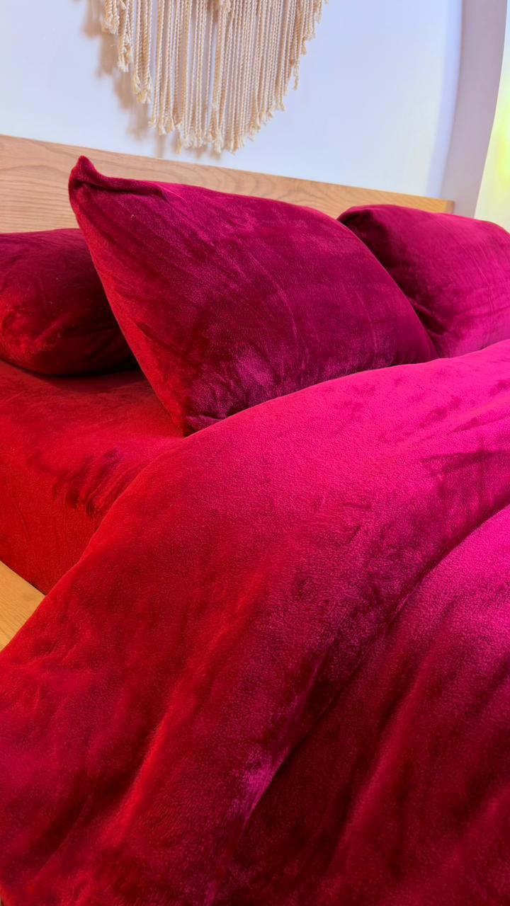 CRIMSON Plain Flannel Duvet Cover