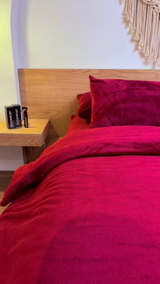 CRIMSON Plain Flannel Duvet Cover