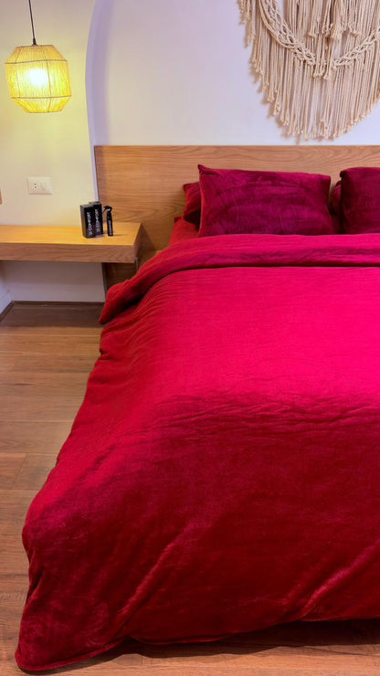 CRIMSON Plain Flannel Duvet Cover