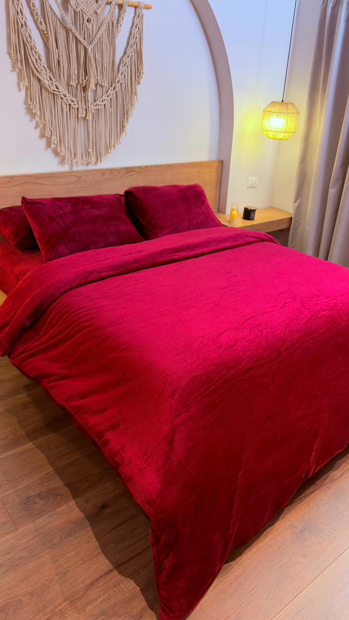 CRIMSON Plain Flannel Duvet Cover