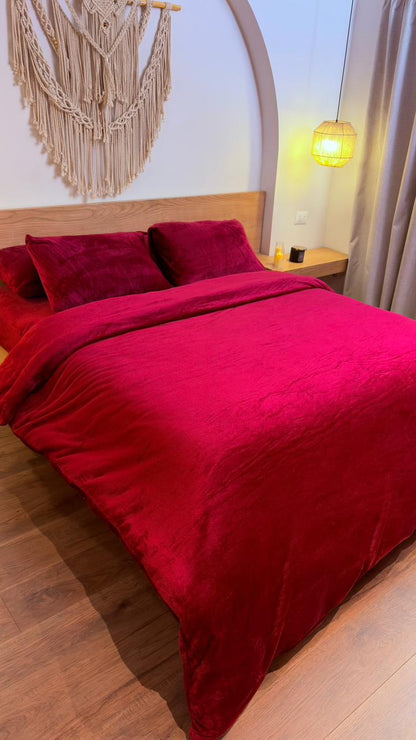 CRIMSON Plain Flannel Duvet Cover