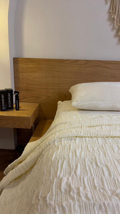 CREAM CALMA Cotton Throw Blanket