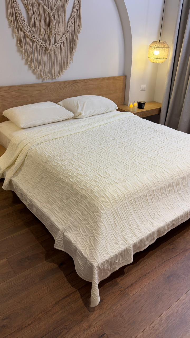 CREAM CALMA Cotton Throw Blanket