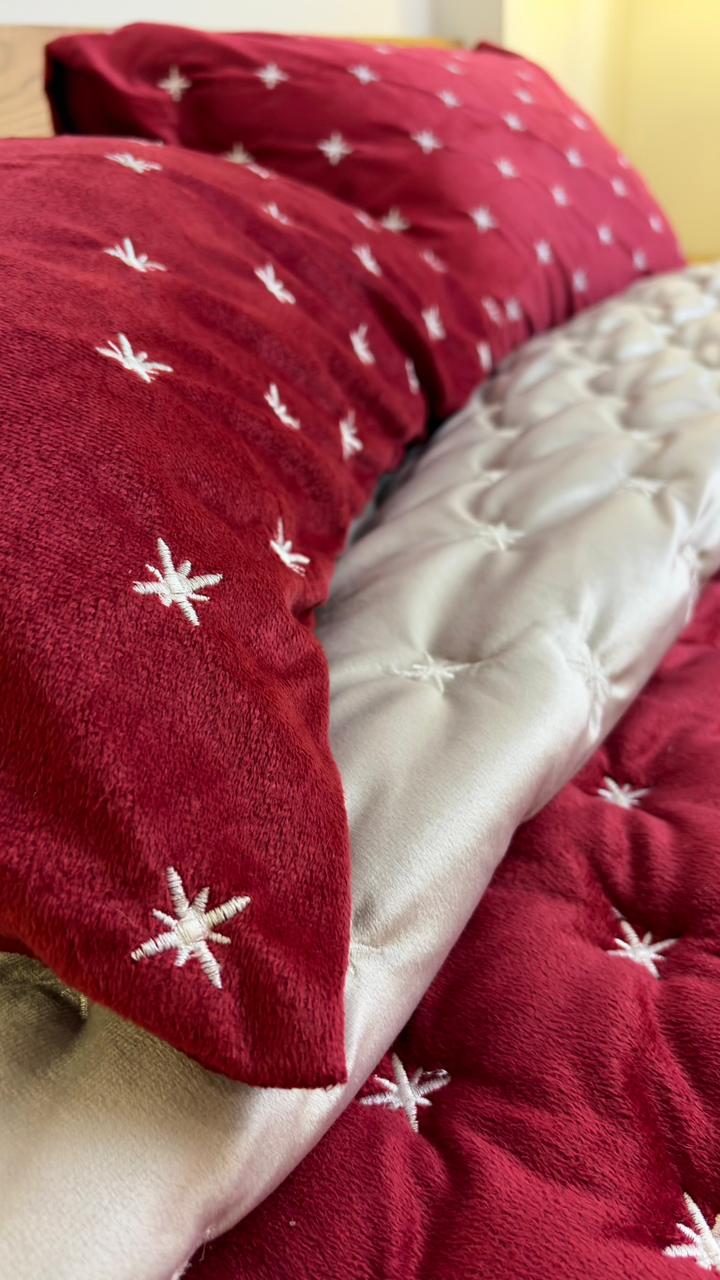 WINE STARS Embroidered Velvet Duvet