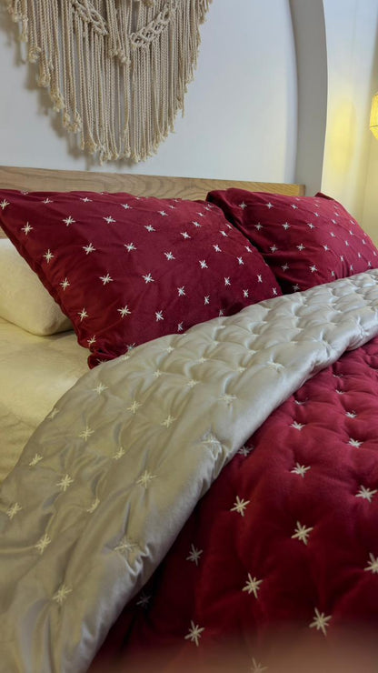 WINE STARS Embroidered Velvet Duvet