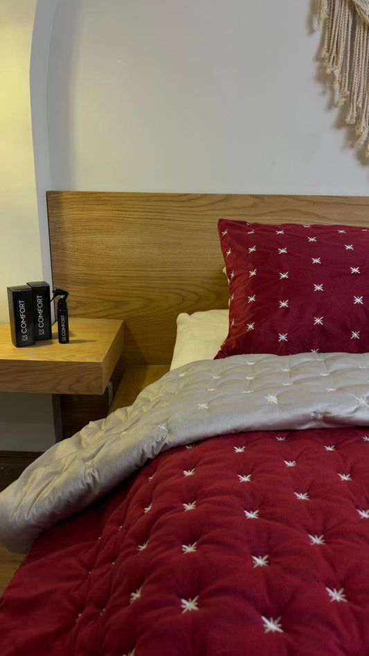 WINE STARS Embroidered Velvet Duvet