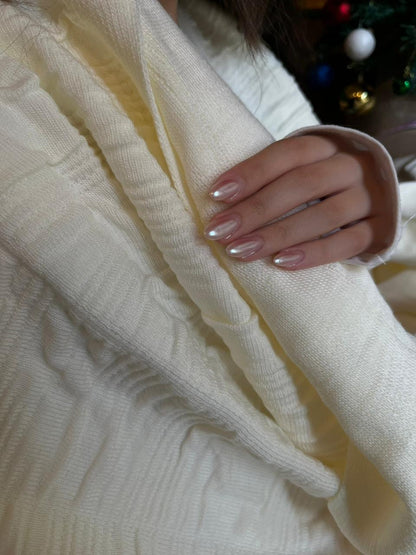 CREAM CALMA Cotton Throw Blanket