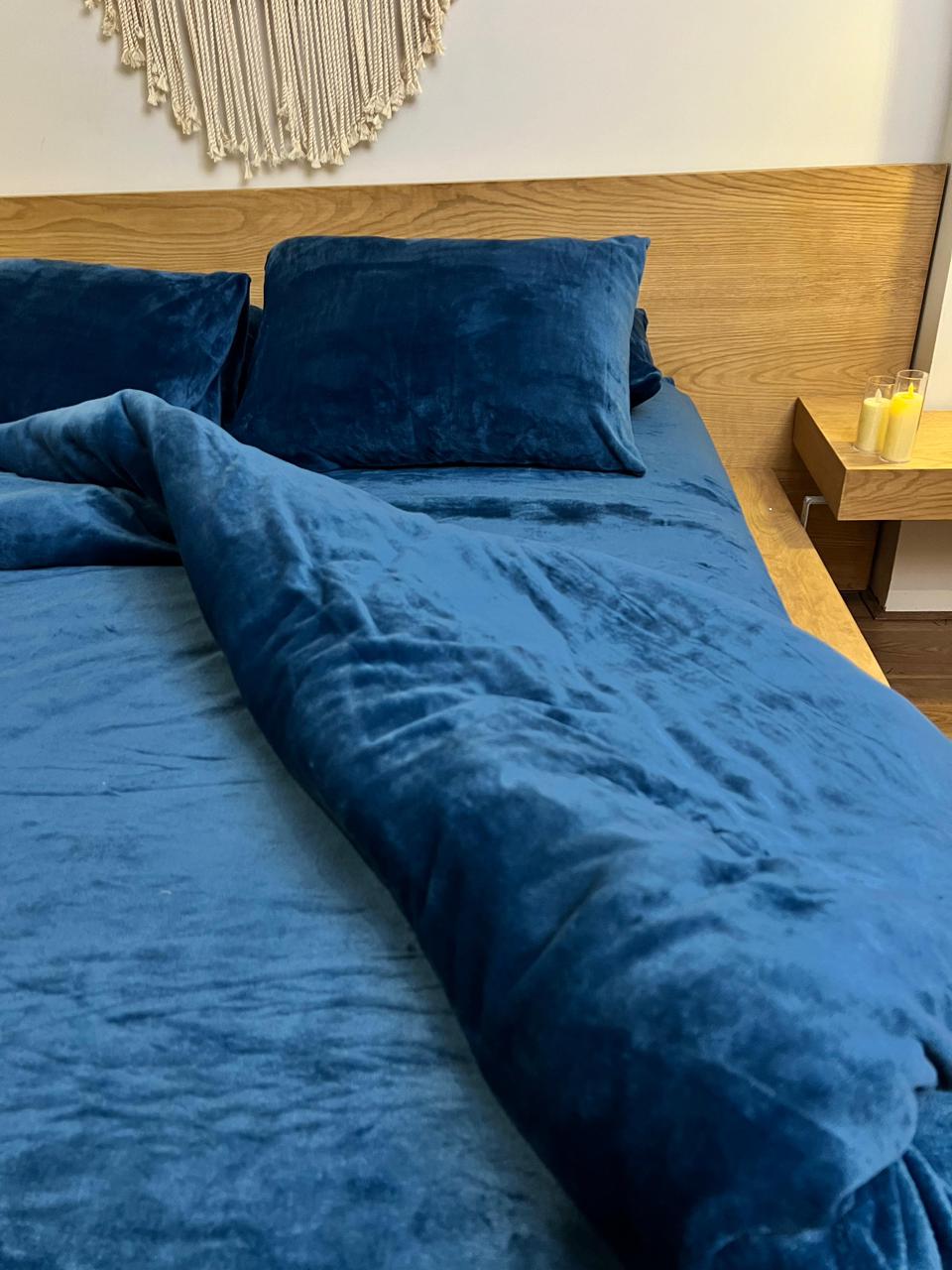 NAVY Plain Flannel Duvet Cover