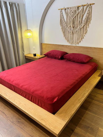 CRIMSON Plain Velvet Bedsheet