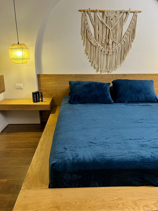 NAVY Plain Flannel Bedsheet