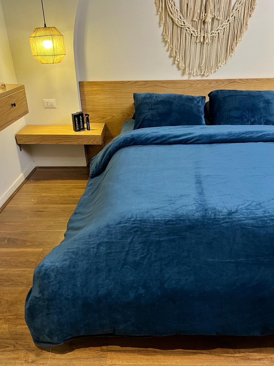 NAVY Plain Flannel Duvet Cover