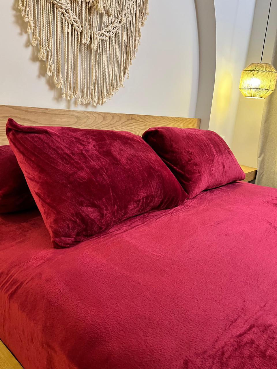 CRIMSON Plain Flannel Bedsheet