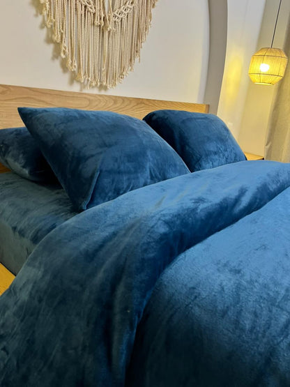 NAVY Plain Flannel Duvet Cover