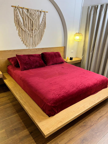 CRIMSON Plain Flannel Bedsheet