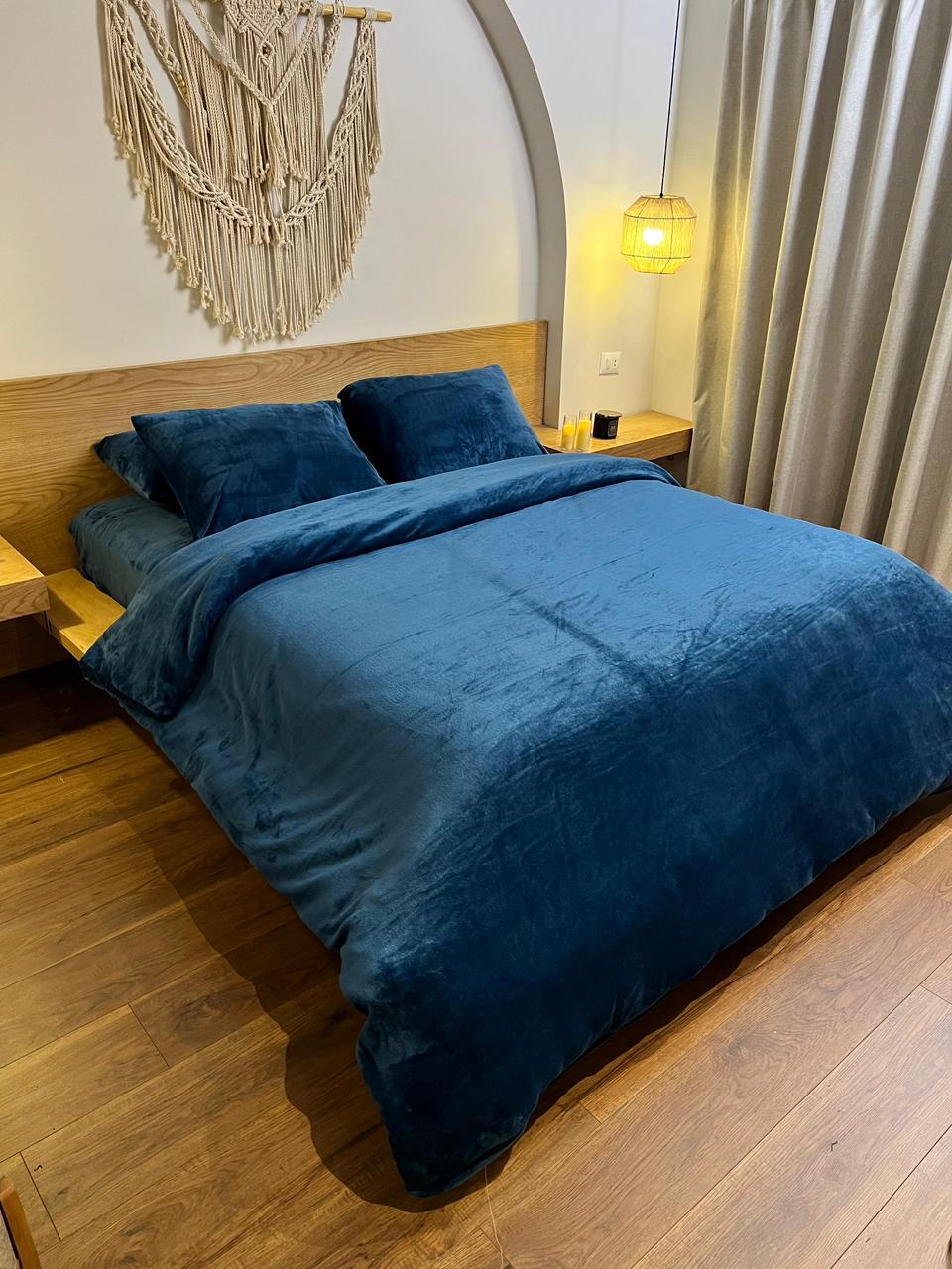 NAVY Plain Flannel Duvet Cover