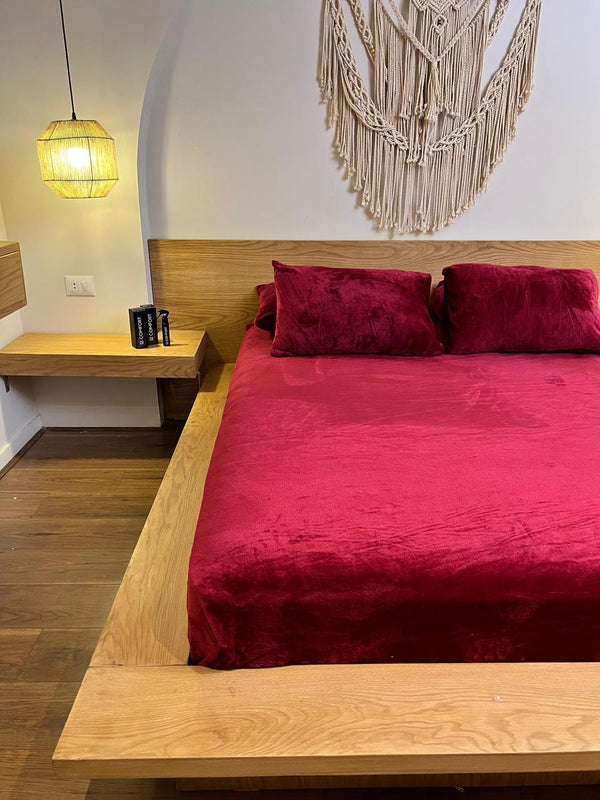 CRIMSON Plain Flannel Bedsheet