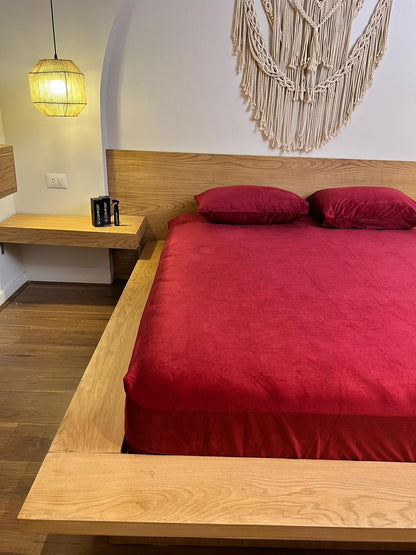 CRIMSON Plain Velvet Bedsheet