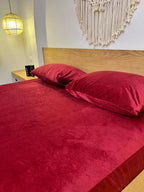 CRIMSON Plain Velvet Bedsheet